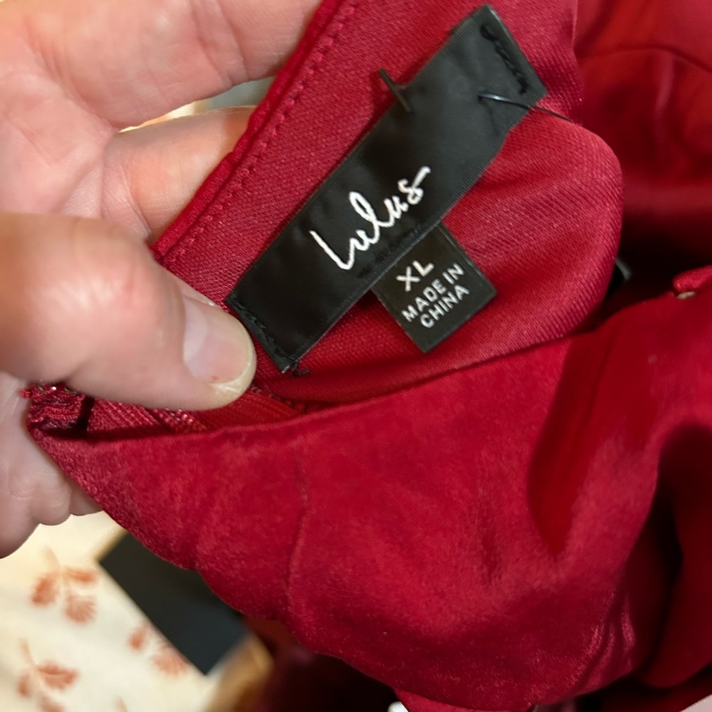 Lulus Double Daring Burgundy Color Block Satin Dress